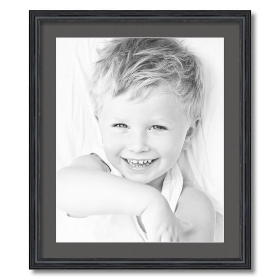 ArtToFrames 22x26" Matted Picture Frame with 18x22" Single Mat Photo Opening Framed in 1.25" Black Stain on Solid Red Oak and 2" Charcoal Mat (FWM-4083-22x26)