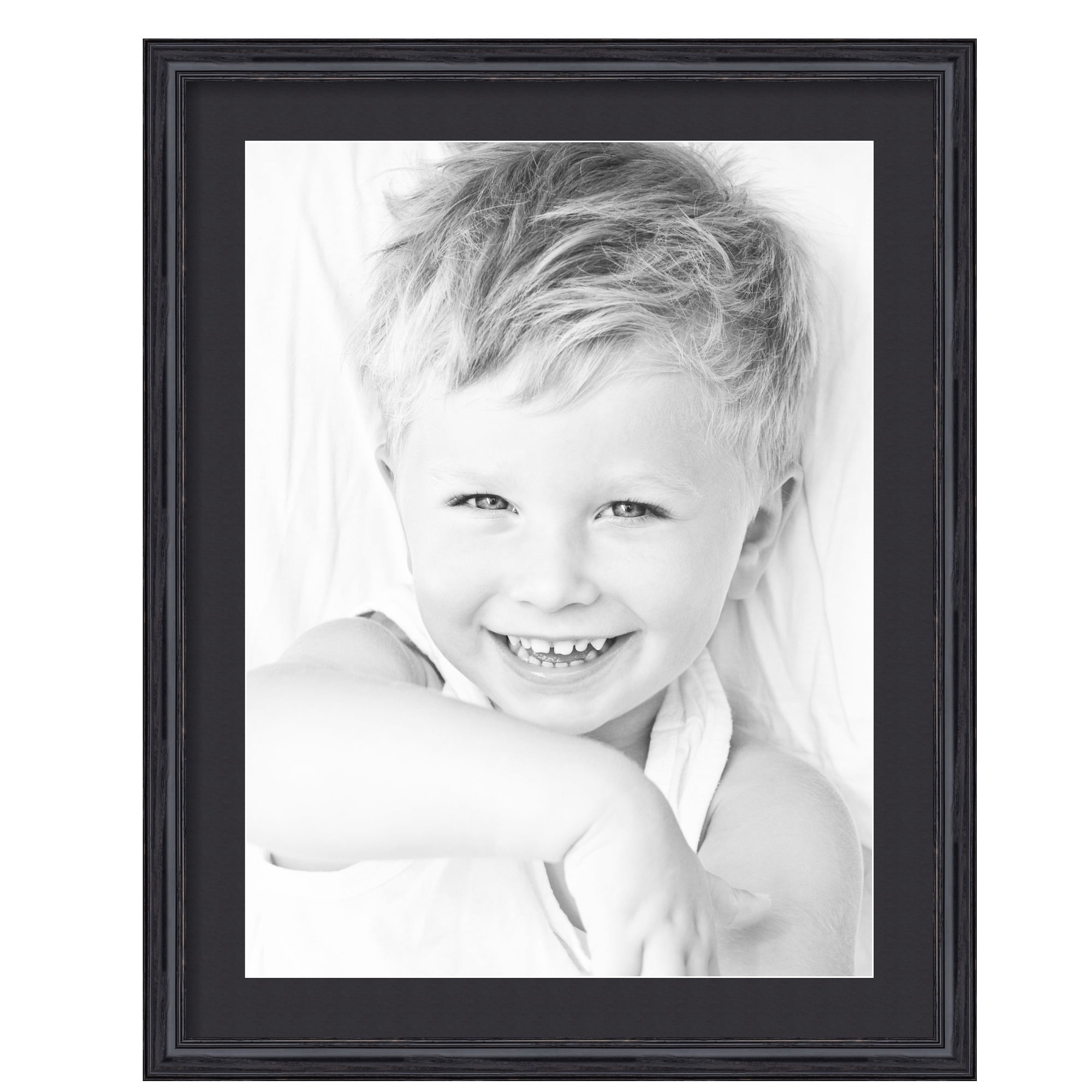 ArtToFrames 22x28" Matted Picture Frame with 18x24" Single Mat Photo Opening Framed in 1.25" Black Stain on Solid Red Oak and 2" Black Mat (FWM-4083-22x28)