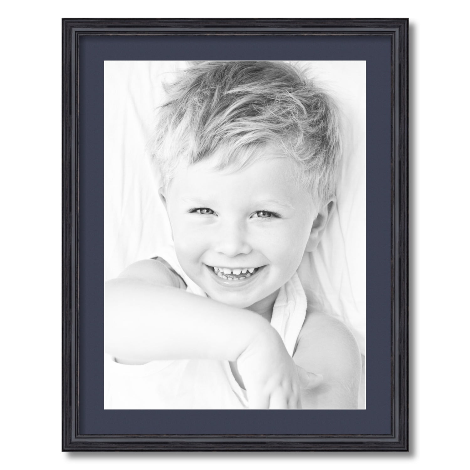 ArtToFrames 22x28 Matted Picture Frame with 18x24 Single Mat Photo Opening Framed in 1.25 Black Stain on Solid Red Oak and 2 Blue Jay Mat (FWM-4083-22x28)