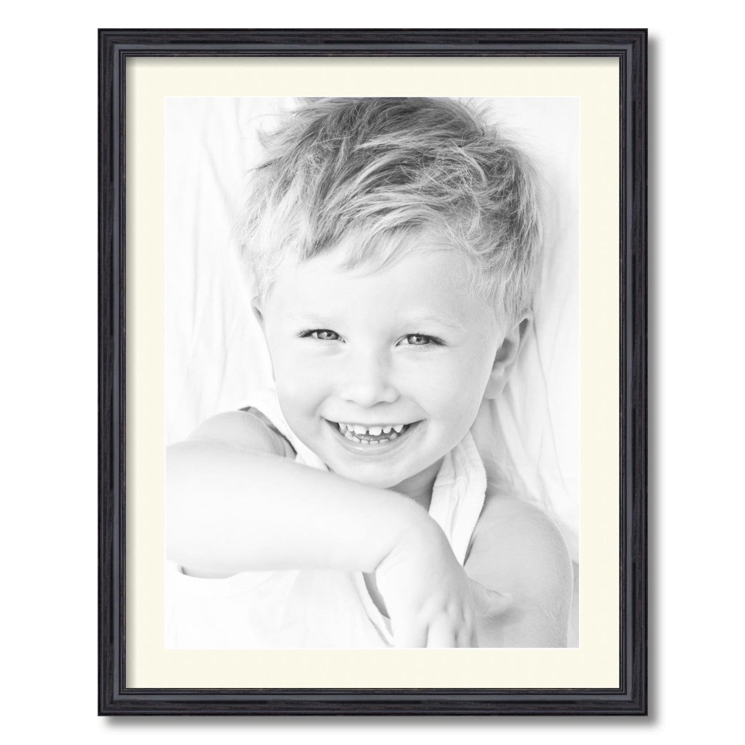 ArtToFrames 22x28 Matted Picture Frame with 18x24 Single Mat Photo Opening Framed in 1.25 Black Stain on Solid Red Oak and 2 Brilliant White Mat (FWM-4083-22x28)