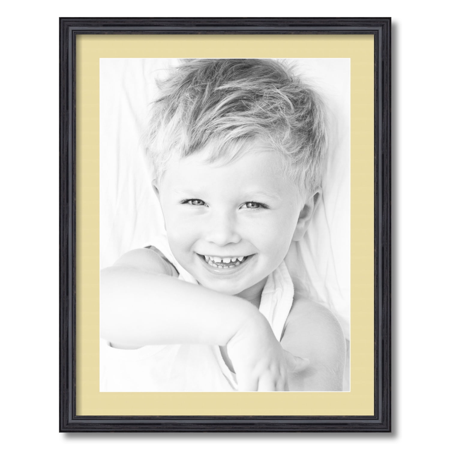 ArtToFrames 22x28 Matted Picture Frame with 18x24 Single Mat Photo Opening Framed in 1.25 Black Stain on Solid Red Oak and 2 Buttercup Mat (FWM-4083-22x28)