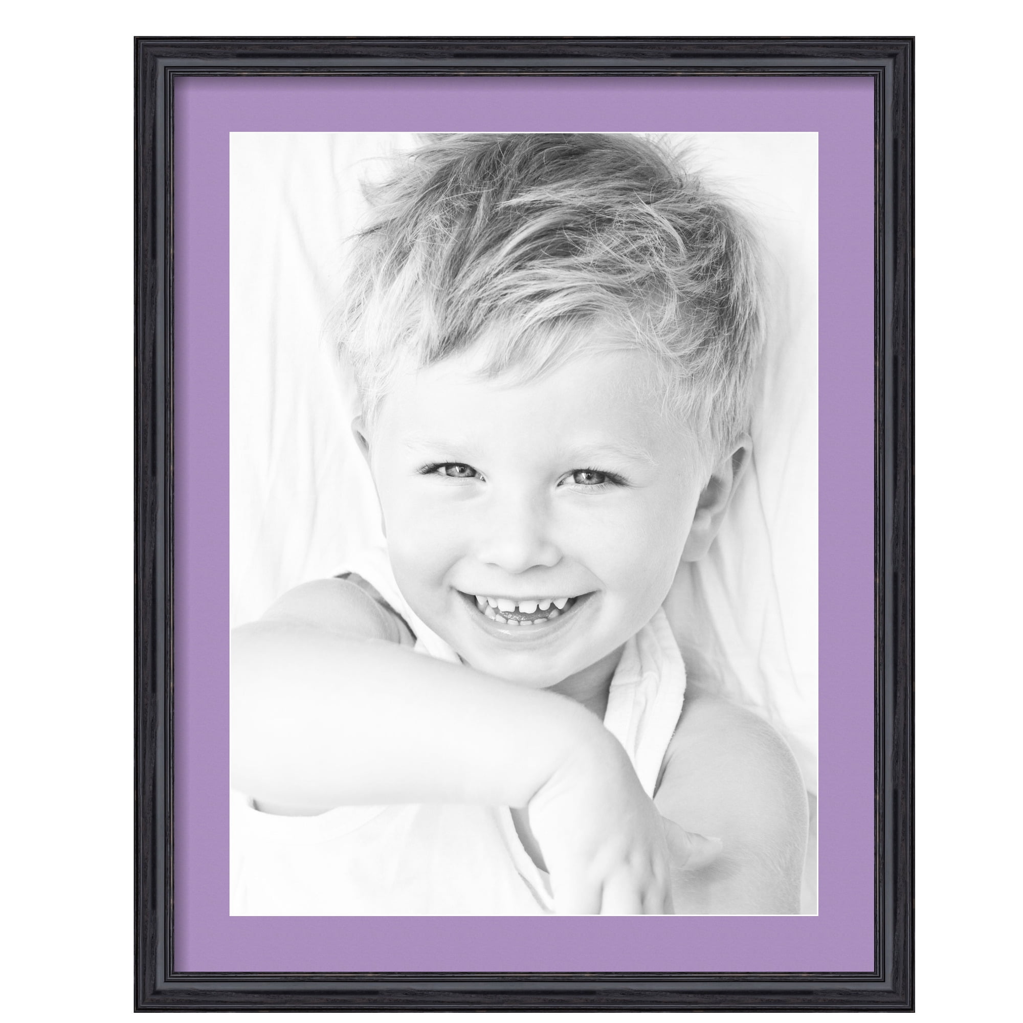 ArtToFrames 22x28" Matted Picture Frame with 18x24" Single Mat Photo Opening Framed in 1.25" Black Stain on Solid Red Oak and 2" Lavender Mist Mat (FWM-4083-22x28)