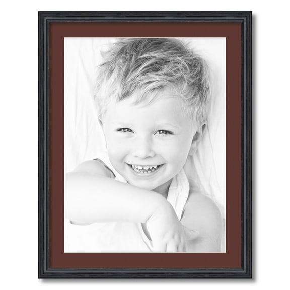 ArtToFrames 22x28 Matted Picture Frame with 18x24 Single Mat Photo Opening Framed in 1.25 Black Stain on Solid Red Oak and 2 Maroon Mat (FWM-4083-22x28)