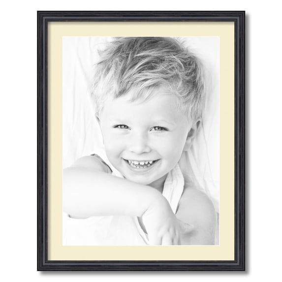 ArtToFrames 22x28 Matted Picture Frame with 18x24 Single Mat Photo Opening Framed in 1.25 Black Stain on Solid Red Oak and 2 Oyster Mat (FWM-4083-22x28)