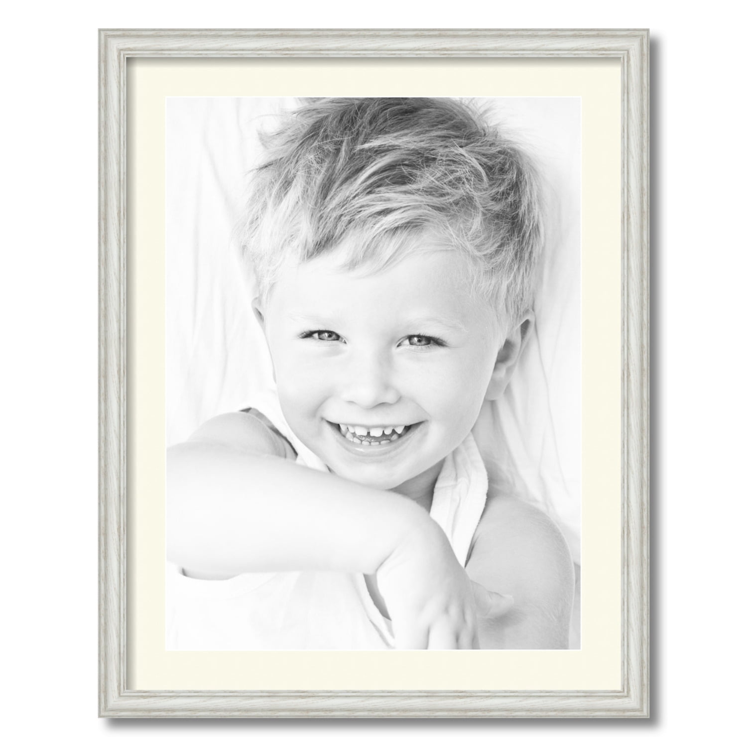 ArtToFrames 22x28 Matted Picture Frame with 18x24 Single Mat Photo Opening Framed in 1.25 Off White Wash on Ash and 2 Brilliant White Mat (FWM-4098-22x28)