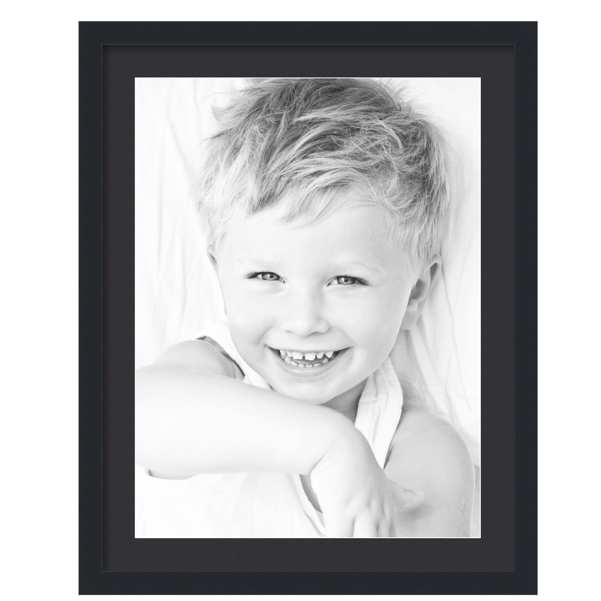 ArtToFrames 22x28 Matted Picture Frame with 18x24 Single Mat Photo Opening Framed in 1.25 Satin Black and 2 Black Mat (FWM-3926-22x28)
