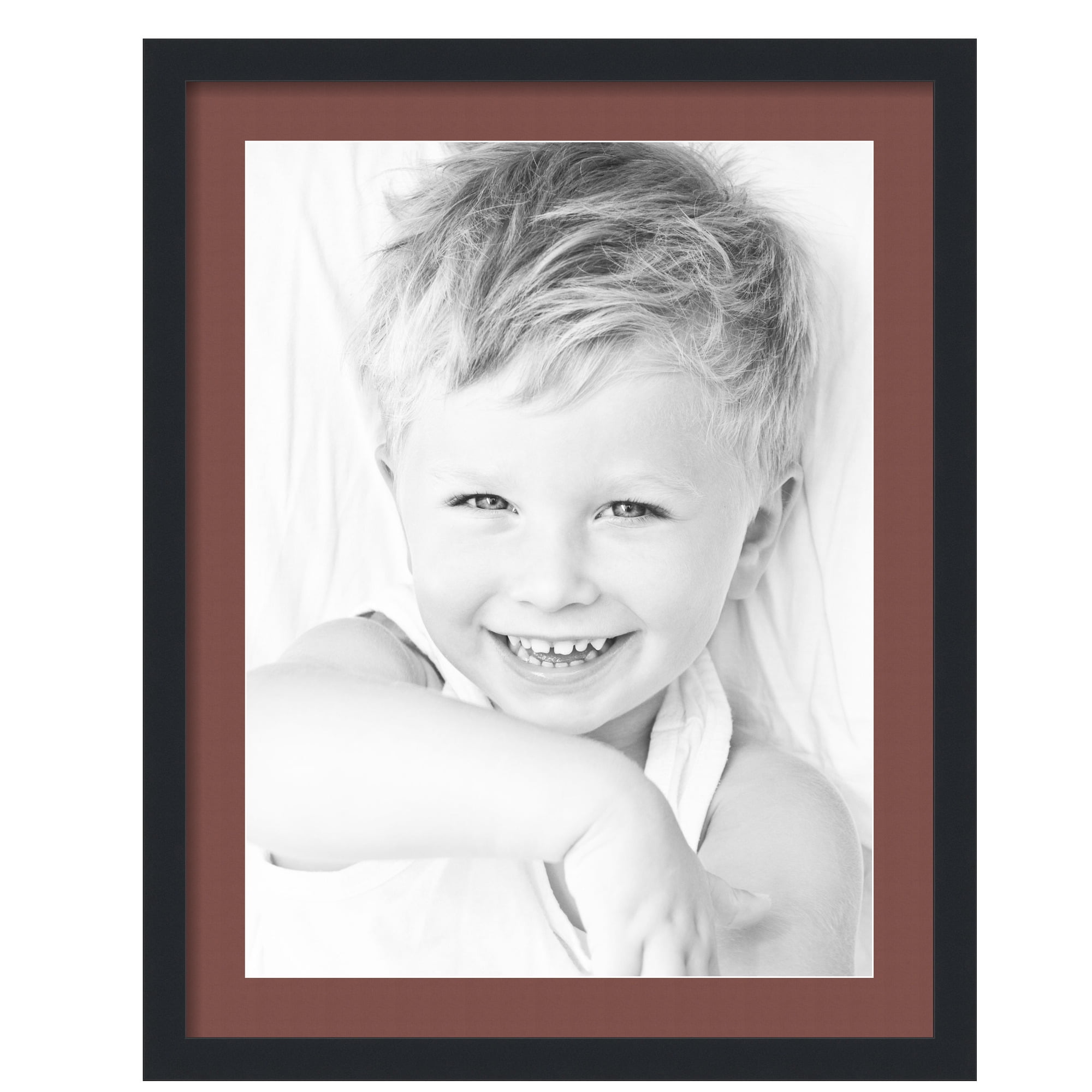 ArtToFrames 22x28" Matted Picture Frame with 18x24" Single Mat Photo Opening Framed in 1.25" Satin Black and 2" Brique Mat (FWM-3926-22x28)