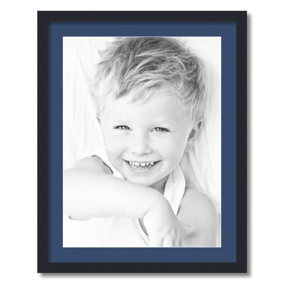 ArtToFrames 22x28 Matted Picture Frame with 18x24 Single Mat Photo Opening Framed in 1.25 Satin Black and 2 Delft Blue Mat (FWM-3926-22x28)