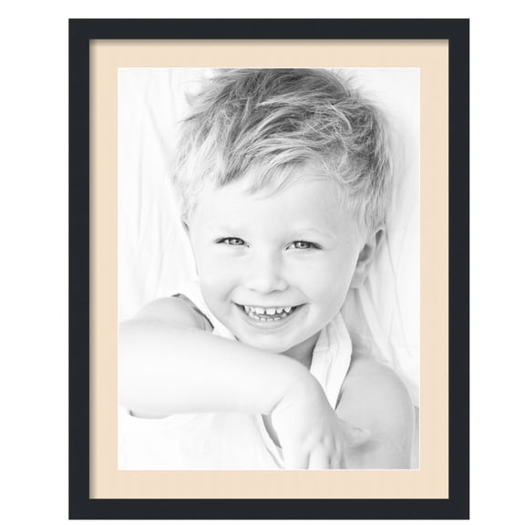 ArtToFrames 22x28" Matted Picture Frame with 18x24" Single Mat Photo Opening Framed in 1.25" Satin Black and 2" French Creme Mat (FWM-3926-22x28)