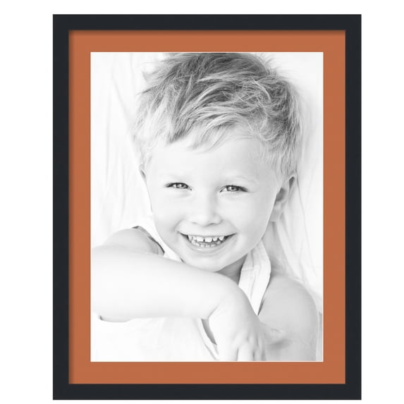 ArtToFrames 22x28" Matted Picture Frame with 18x24" Single Mat Photo Opening Framed in 1.25" Satin Black and 2" Red Orange Mat (FWM-3926-22x28)