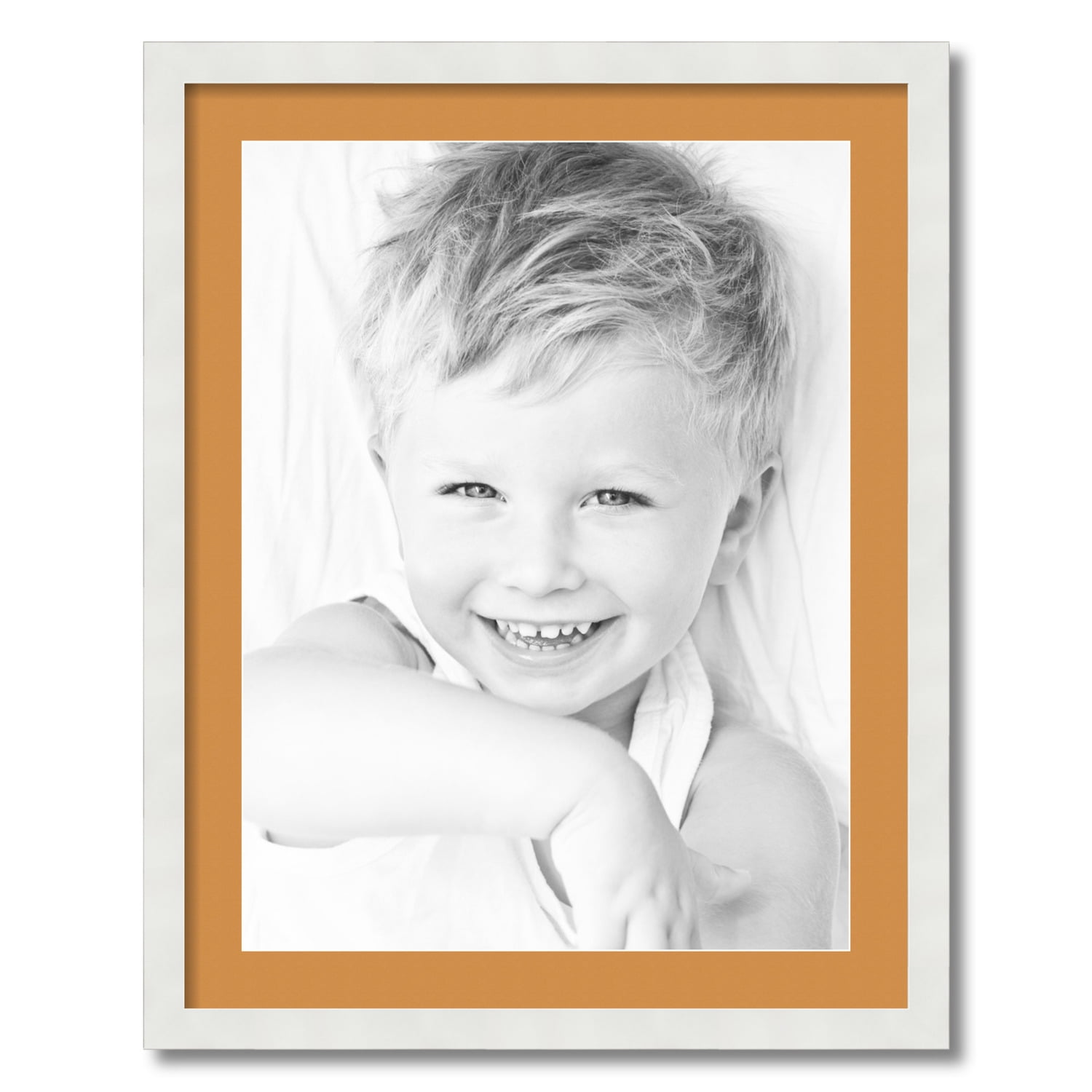 ArtToFrames 22x28 Matted Picture Frame with 18x24 Single Mat Photo Opening Framed in 1.25 Satin White Frame and 2 Amber Mat (FWM-3966-22x28)