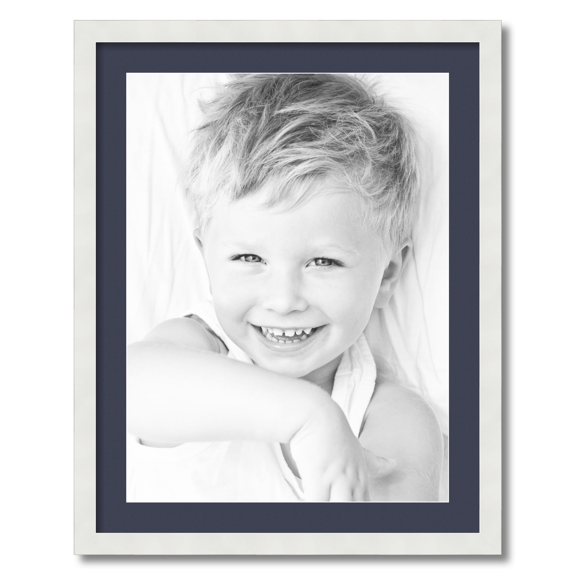 ArtToFrames 22x28" Matted Picture Frame with 18x24" Single Mat Photo Opening Framed in 1.25" Satin White Frame and 2" Blue Jay Mat (FWM-3966-22x28)