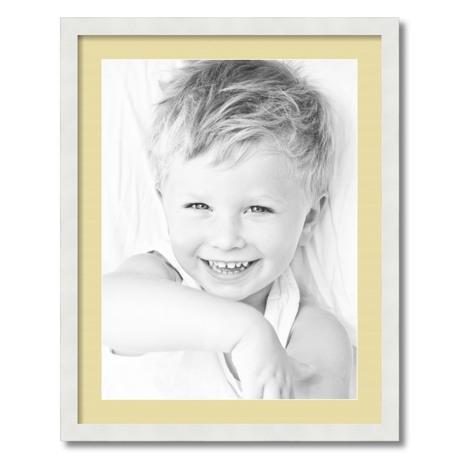 ArtToFrames 22x28 Matted Picture Frame with 18x24 Single Mat Photo Opening Framed in 1.25 Satin White Frame and 2 Buttercup Mat (FWM-3966-22x28)