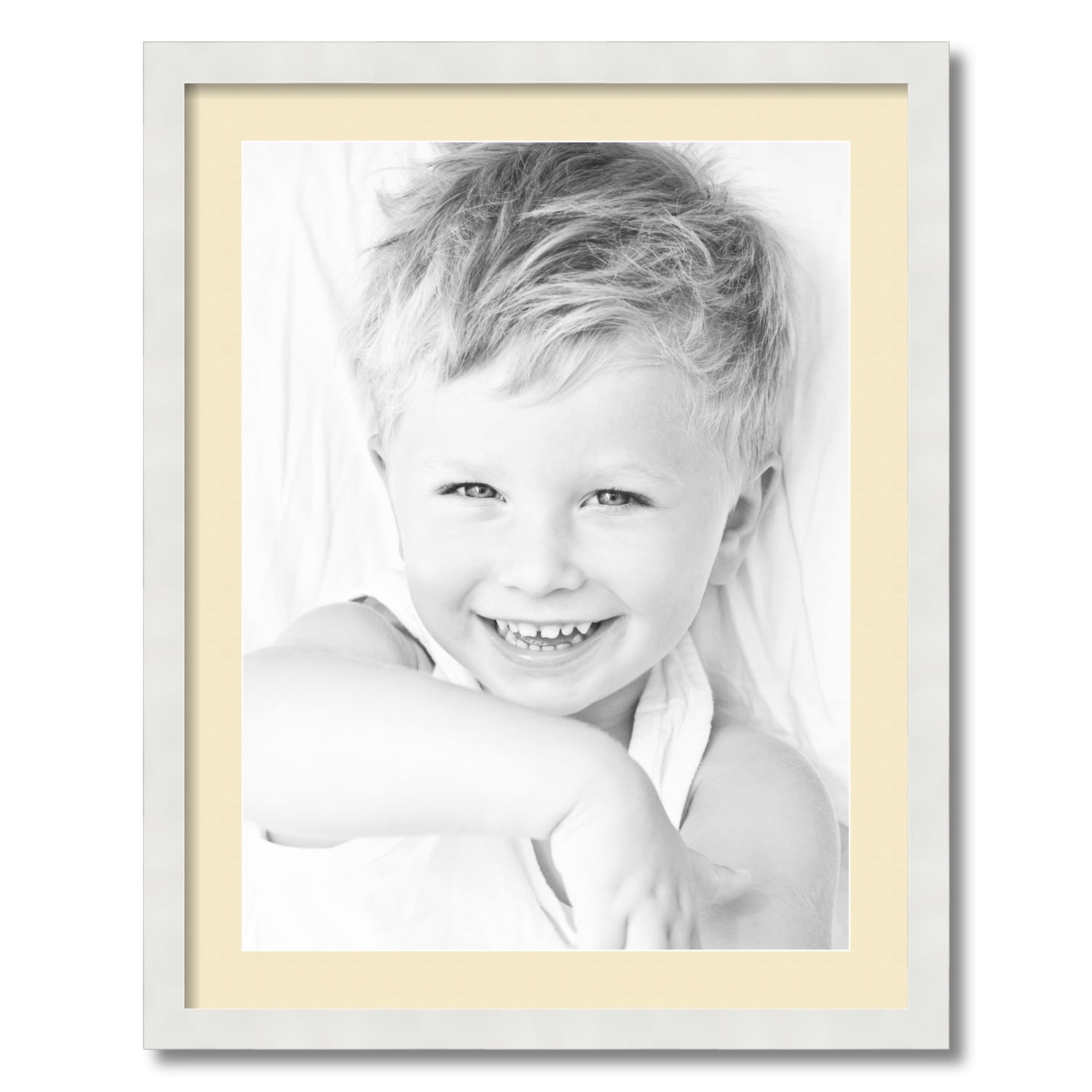 ArtToFrames 22x28 Matted Picture Frame with 18x24 Single Mat Photo Opening Framed in 1.25 Satin White Frame and 2 Cream Mat (FWM-3966-22x28)