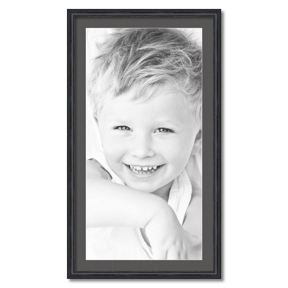 ArtToFrames 22x40" Matted Picture Frame with 18x36" Single Mat Photo Opening Framed in 1.25" Black Stain on Solid Red Oak and 2" Charcoal Mat (FWM-4083-22x40)