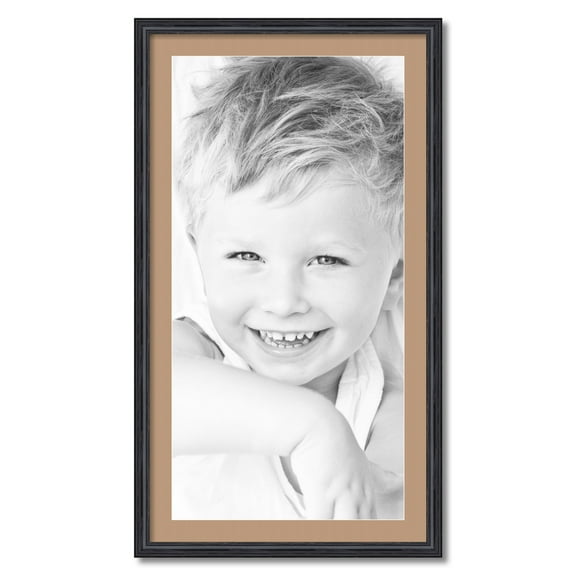 ArtToFrames 22x40 Matted Picture Frame with 18x36 Single Mat Photo Opening Framed in 1.25 Black Stain on Solid Red Oak and 2 Desert Sand Mat (FWM-4083-22x40)