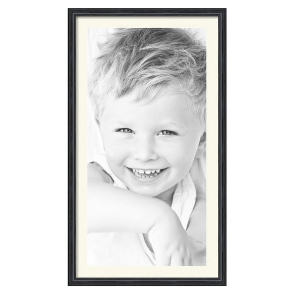 ArtToFrames 22x40" Matted Picture Frame with 18x36" Single Mat Photo Opening Framed in 1.25" Black Stain on Solid Red Oak and 2" Off White Mat (FWM-4083-22x40)