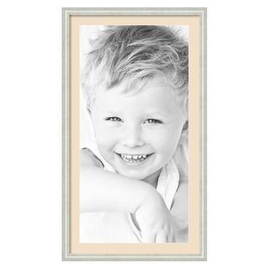 ArtToFrames 22x40" Matted Picture Frame with 18x36" Single Mat Photo Opening Framed in 1.25" Off White Wash on Ash and 2" French Creme Mat (FWM-4098-22x40)