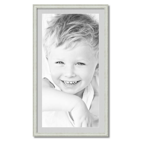 ArtToFrames 22x40" Matted Picture Frame with 18x36" Single Mat Photo Opening Framed in 1.25" Off White Wash on Ash and 2" Candlewick Mat (FWM-4098-22x40)