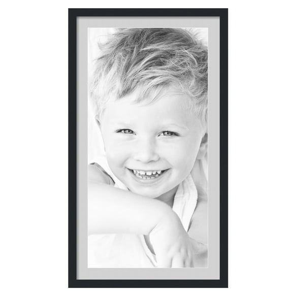 ArtToFrames 22x40" Matted Picture Frame with 18x36" Single Mat Photo Opening Framed in 1.25" Satin Black and 2" Candlewick Mat (FWM-3926-22x40)