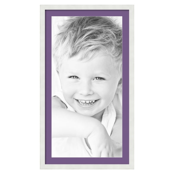 ArtToFrames 22x40" Matted Picture Frame with 18x36" Single Mat Photo Opening Framed in 1.25" Satin White Frame and 2" Grape Mat (FWM-3966-22x40)