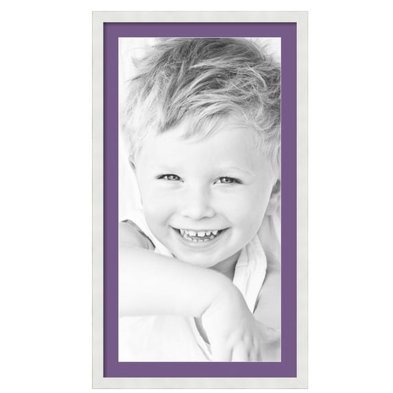 ArtToFrames 22x40" Matted Picture Frame with 18x36" Single Mat Photo Opening Framed in 1.25" Satin White Frame and 2" Grape Mat (FWM-3966-22x40)
