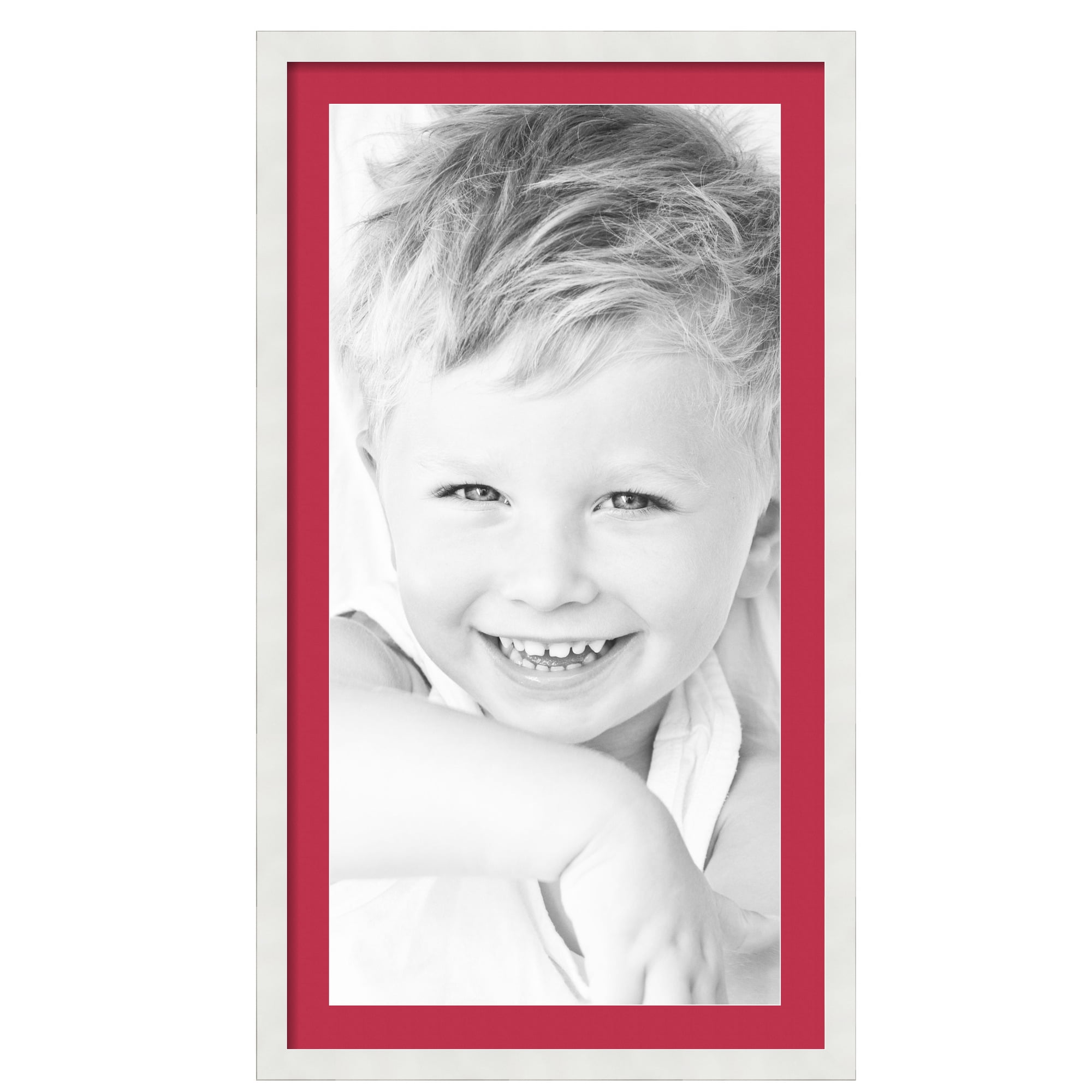 ArtToFrames 22x40 inch Satin White Frame Picture Frame Matted with 2 Inch Single Mat for 2024 18x36 Photos, Over 62 Colors, 3966-18x36