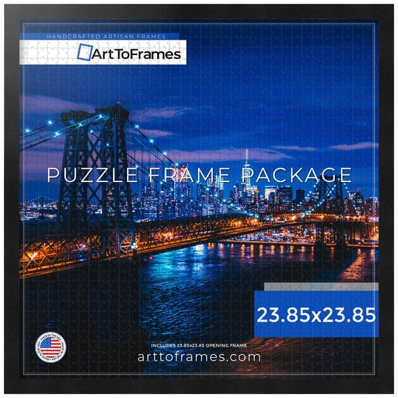 ArtToFrames 23.85x23.85 Inch - 60.6x60.6 CM Black Puzzle Frame for 1000 piece Puzzles.1.00 Inch Custom Wood Puzzle Frames, Woodgrain Black Shadowbox 1.5 inch Tall - Comes with Economy Acrylic