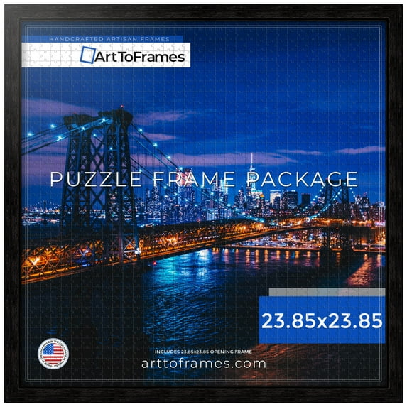 ArtToFrames 23.85x23.85 Inch - 60.6x60.6 CM Black Puzzle Frame for 1000 piece Puzzles.1.13 Inch Custom Wood Puzzle Frames, Black - Comes with Economy Acrylic