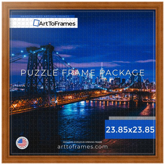 ArtToFrames 23.85x23.85 Inch - 60.6x60.6 CM Brown Puzzle Frame for 1000 piece Puzzles.1.25 Inch Custom Wood Puzzle Frames, Honey - Comes with Economy Acrylic