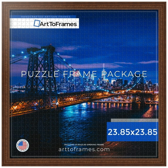 ArtToFrames 23.85x23.85 Inch - 60.6x60.6 CM Brown Puzzle Frame for 1000 piece Puzzles.1.25 Inch Custom Wood Puzzle Frames, Walnut - Comes with Economy Acrylic