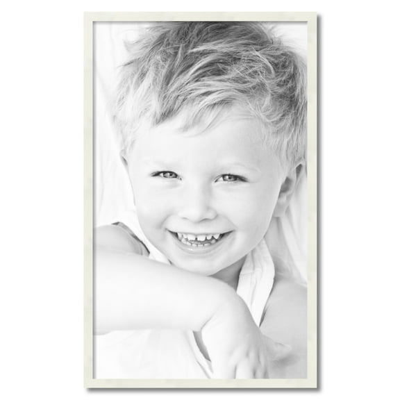 ArtToFrames 23" x 38" White Picture Frame, 23x38 inch White Wood Poster Frame (WOM-5140)