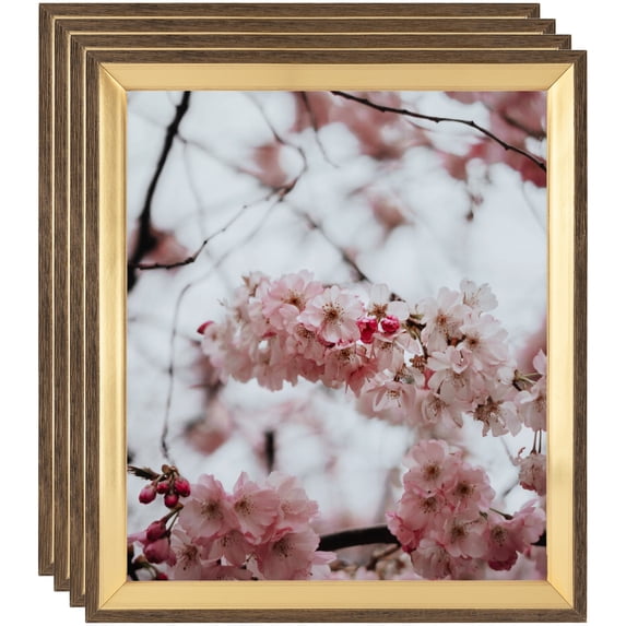 ArtToFrames 24" x 24" Gold And Stained Brown Picture Frame, 24x24 inch Gold Wood Poster Frame (WOM-4766), 4 Pack