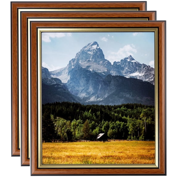ArtToFrames 24" x 24" Honey with Gold Picture Frame, 24x24 inch Brown MDF Poster Frame (WOM-4446), 3 Pack