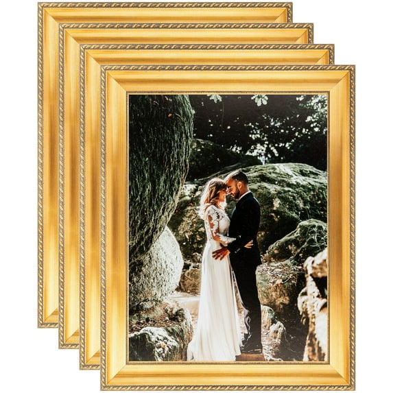 ArtToFrames 24" x 24" Muted Gold Picture Frame, 24x24 inch Gold Wood Poster Frame (WOM-4624), 4 Pack