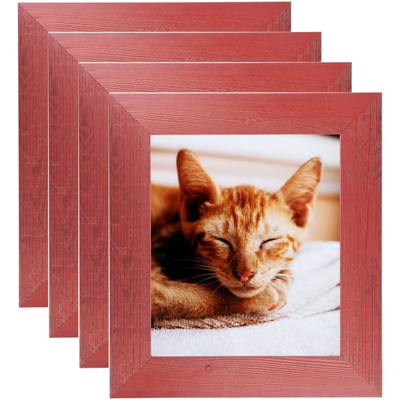 ArtToFrames 24" x 24" Real Reclaimed Red Barnwood 2.5 Inch Picture Frame, 24x24 inch Red Wood Poster Frame (WOM-4818), 4 Pack