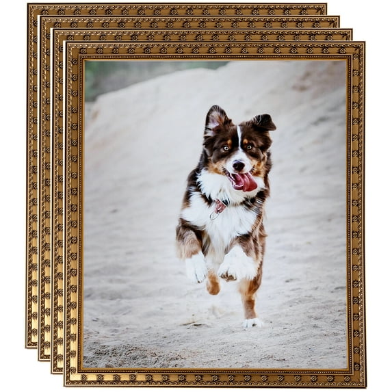 ArtToFrames 24" x 30" Gold with Star Picture Frame, 24x30 inch Gold Wood Poster Frame (WOM-4755), 4 Pack