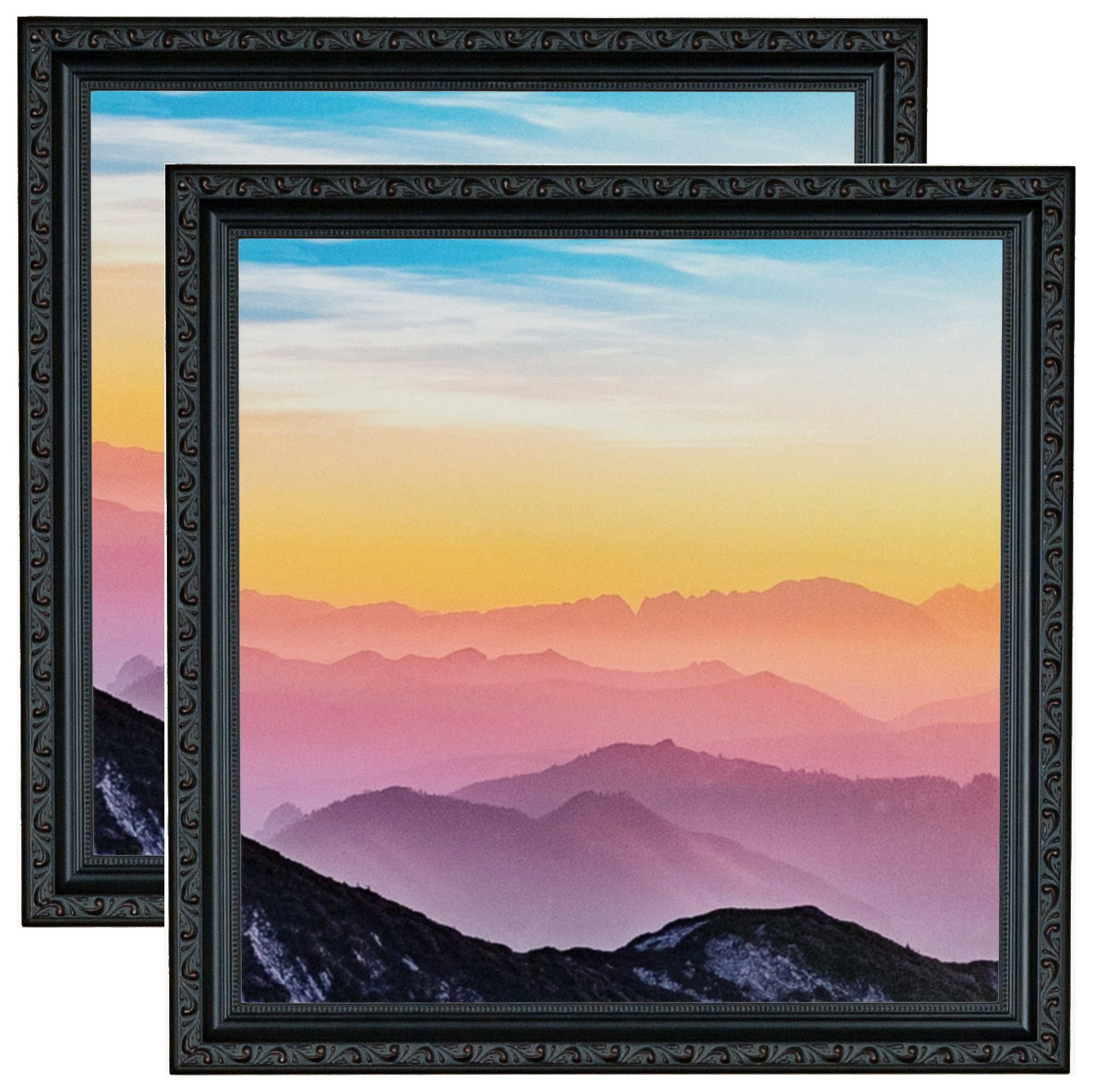 ArtToFrames 24" x 36" Black with Beads Picture Frame, 24x36 inch Black Wood Poster Frame (WOM-4625), 2 Pack