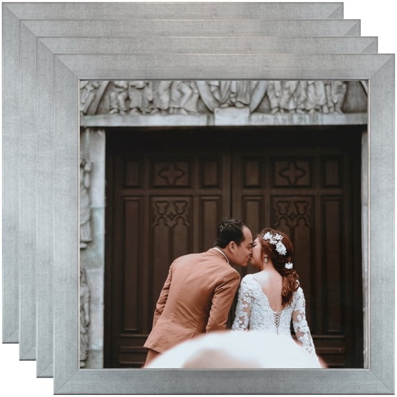 ArtToFrames 24" x 36" Muted Cold Silver Picture Frame, 24x36 inch Silver MDF Poster Frame (WOM-4672), 4 Pack