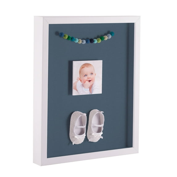 ArtToFrames 24x24 Inch Shadow Box Picture Frame, with a Satin White 1 Wide Shadowbox frame and Dutch Blue Mat Backing (4655)