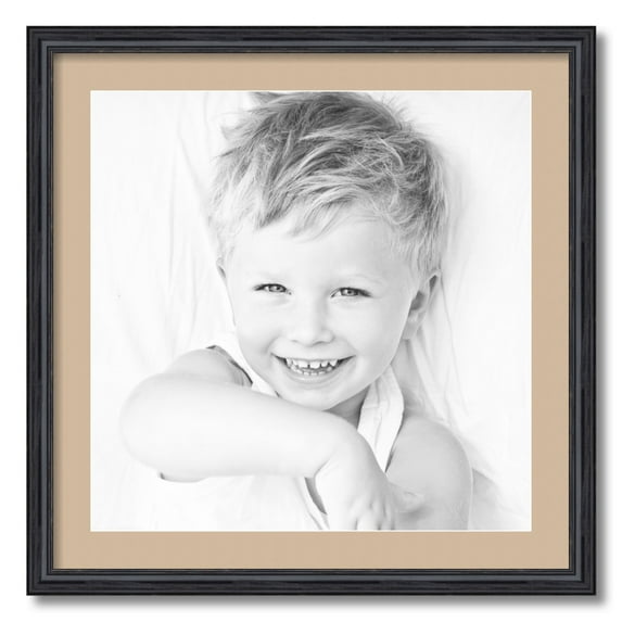 ArtToFrames 24x24 Matted Picture Frame with 20x20 Single Mat Photo Opening Framed in 1.25 Black Stain on Solid Red Oak and 2 Scotch Mist Mat (FWM-4083-24x24)