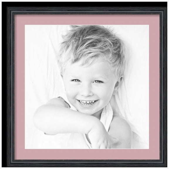 ArtToFrames 24x24" Matted Picture Frame with 20x20" Single Mat Photo Opening Framed in 1.25" Black Stain on Solid Red Oak and 2" Seashell Mat (FWM-4083-24x24)