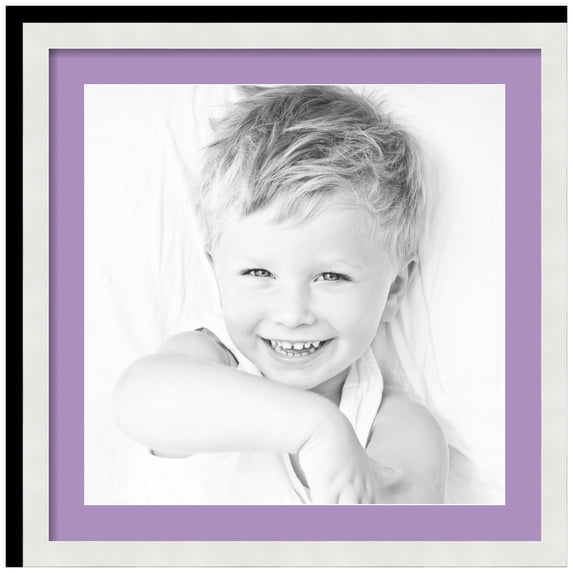 ArtToFrames 24x24" Matted Picture Frame with 20x20" Single Mat Photo Opening Framed in 1.25" Satin White Frame and 2" Lavender Mist Mat (FWM-3966-24x24)