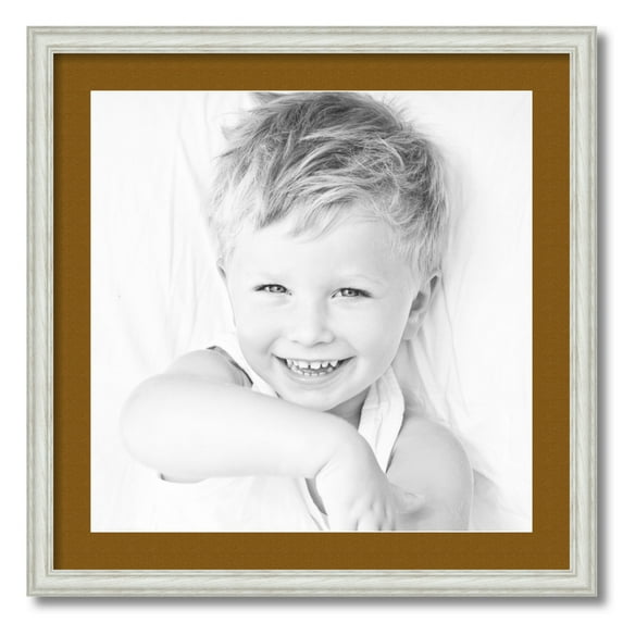 ArtToFrames 24x24 Matted Picture Frame with 20x20 Single Mat Photo Opening Framed in 1.25 Off White Wash on Ash and 2 Coronado Mat (FWM-4098-24x24)