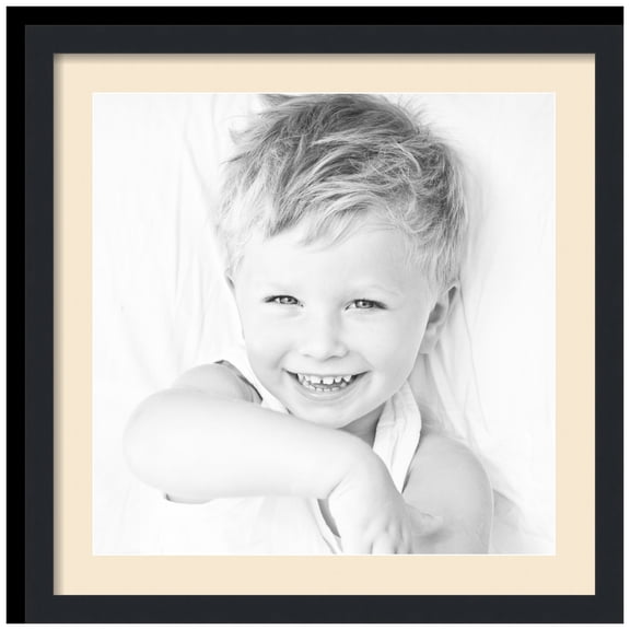 ArtToFrames 24x24" Matted Picture Frame with 20x20" Single Mat Photo Opening Framed in 1.25" Satin Black and 2" Alabaster Mat (FWM-3926-24x24)