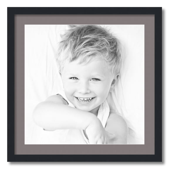 ArtToFrames 24x24" Matted Picture Frame with 20x20" Single Mat Photo Opening Framed in 1.25" Satin Black and 2" Pewter Mat (FWM-3926-24x24)