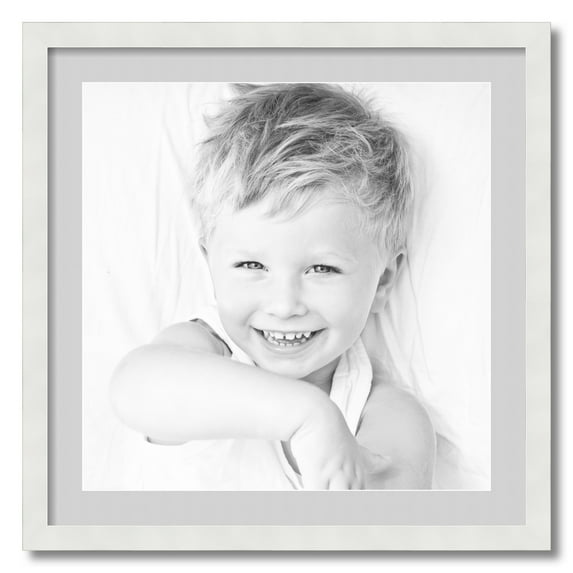 ArtToFrames 24x24" Matted Picture Frame with 20x20" Single Mat Photo Opening Framed in 1.25" Satin White Frame and 2" Candlewick Mat (FWM-3966-24x24)