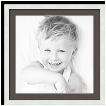 ArtToFrames 24x24" Matted Picture Frame with 20x20" Single Mat Photo Opening Framed in 1.25" Satin White Frame and 2" Chestnut Mat (FWM-3966-24x24)