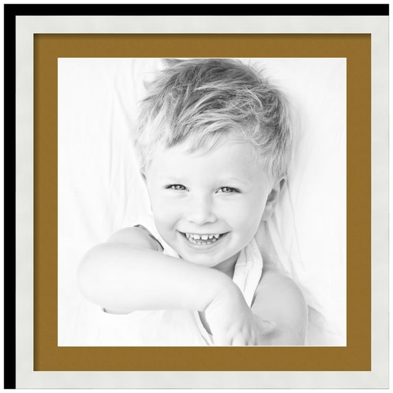 ArtToFrames 24x24" Matted Picture Frame with 20x20" Single Mat Photo Opening Framed in 1.25" Satin White Frame and 2" El Dorado Mat (FWM-3966-24x24)