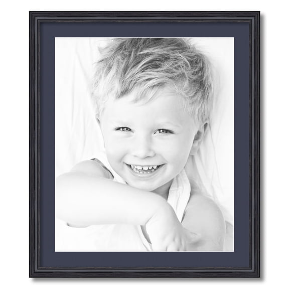 ArtToFrames 24x28 Matted Picture Frame with 20x24 Single Mat Photo Opening Framed in 1.25 Black Stain on Solid Red Oak and 2 Blue Jay Mat (FWM-4083-24x28)